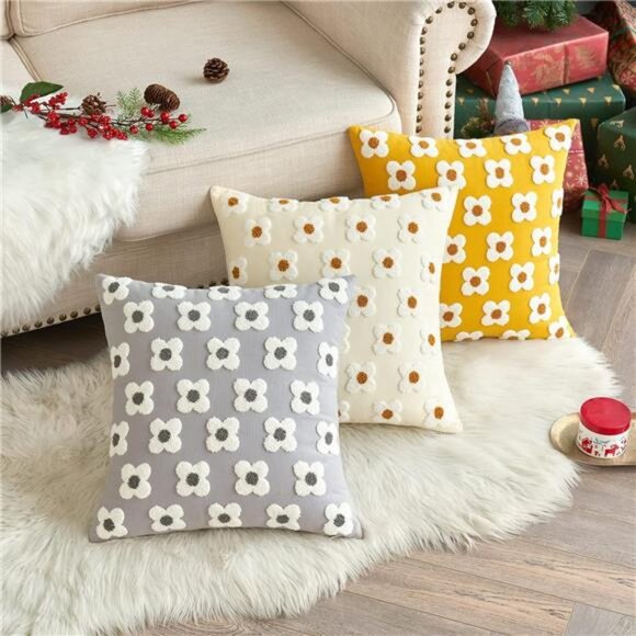 EMEMA Decorative Throw Pillow Covers Sun Flower Jacquard Pillowcase Cushion - Picture 4 of 7